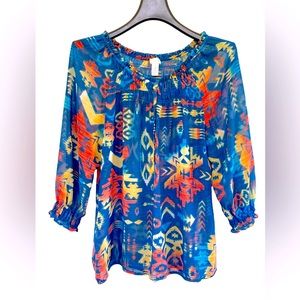 🌅Chico’s Sheer Ombré Sunset Toned Top